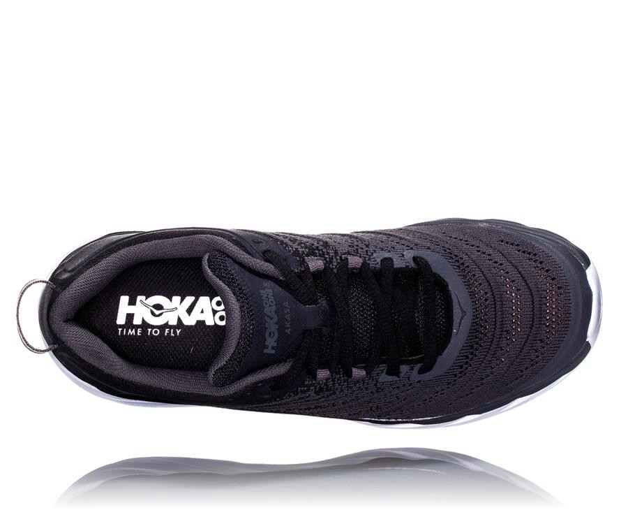 Hoka Australia One One Akasa - Womens Running Shoes Black/White - SCTEA-1824